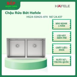 Hafele Chậu Rửa Bát 567.24.437 2 Hố HS24-SSN2S-870 – Inox Dày 1.0mm – Miễn Phí Lắp Đặt