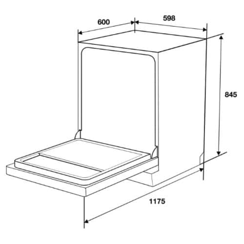 Hafele HDW-F6031G Máy Rửa Chén 535.29.651 Độc Lập – Sơn Đen – Thép Không Gỉ - Miễn Phí Lắp Đặt 11 kich thuoc may rua chen doc lap hafele hdw f6031g 535 29 651