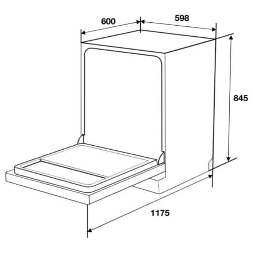 Hafele HDW-F6052G Máy Rửa Chén 535.29.652 Độc Lập – 15 Bộ, Đèn UV, Thép Không Gỉ Sơn Đen – Hiện Đại 11 kich thuoc may rua chen doc lap hafele hdw f6052g 535 29 652