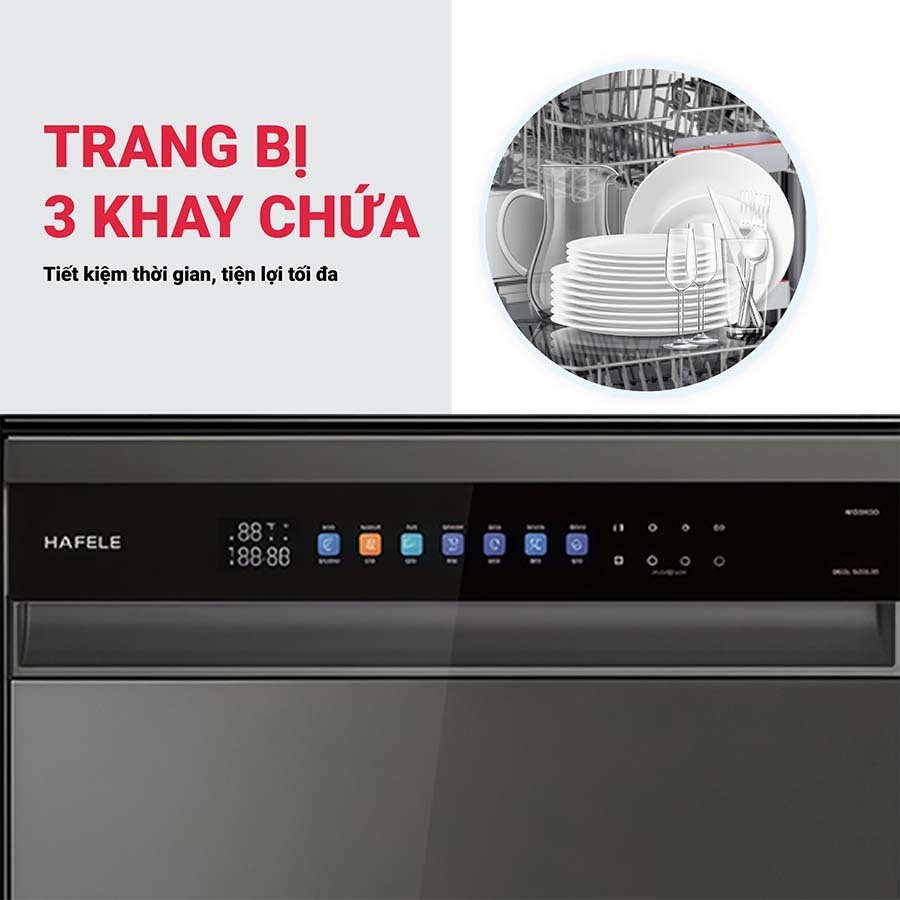 Hafele HDW-F6052G Máy Rửa Chén 535.29.652 Độc Lập – 15 Bộ, Đèn UV, Thép Không Gỉ Sơn Đen – Hiện Đại 5 Hafele HDW-F6052G Máy Rửa Chén 535.29.652 Độc Lập – 15 Bộ, Đèn UV, Thép Không Gỉ Sơn Đen – Hiện Đại - Ảnh 3