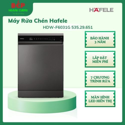 Hafele HDW-F6031G Máy Rửa Chén 535.29.651 Độc Lập – Sơn Đen – Thép Không Gỉ - Miễn Phí Lắp Đặt