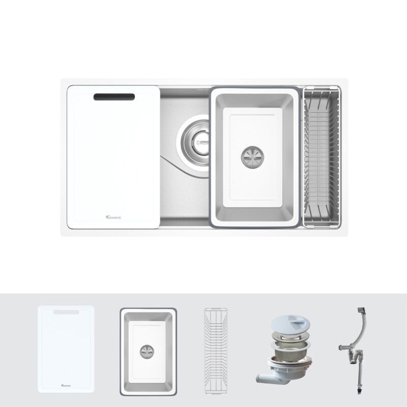 Chậu Rửa Bát Konox Tari 8748SM – Dáng Vuông Tinh Tế – Inox SUS304 – Bề Mặt Mịn 3 Chậu Rửa Bát Konox Tari 8748SM – Dáng Vuông Tinh Tế – Inox SUS304 – Bề Mặt Mịn - Ảnh 2