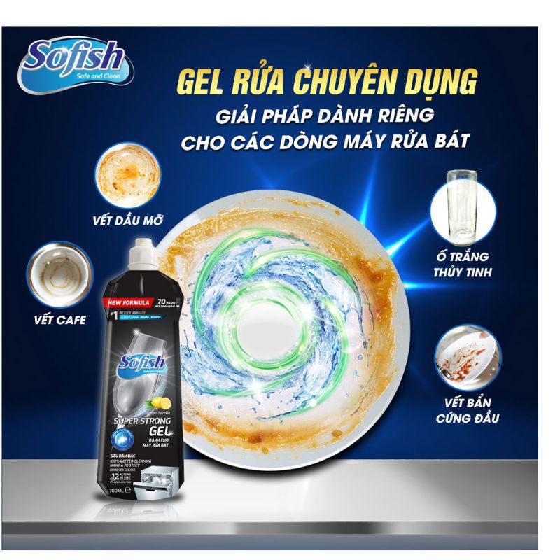 Sofish Gel 700ml rửa chén chuyên dụng máy rửa bát - Làm sạch nhanh - An toàn - Chính hãng 4 Ảnh gel rửa bát Sofish 700ml
