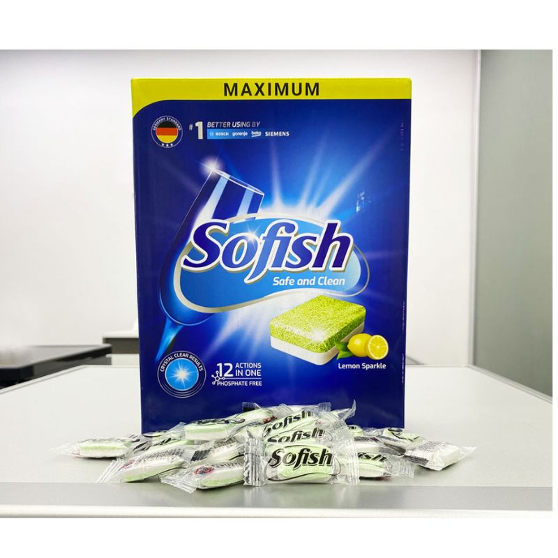 Viên rửa chén sofish Maximum hộp 70 viên chuyên dụng máy rửa bát - Làm sạch nhanh - Không để lại cặn 4 Ảnh viên rửa bát sofish Hộp 70 viên