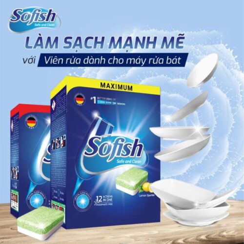 Viên rửa chén hộp 100 viên Sofish Maximum chuyên dụng máy rửa bát - Làm sạch nhanh - Không để lại cặn 9 Công dụng viên rửa bát sofish hộp 100 viên