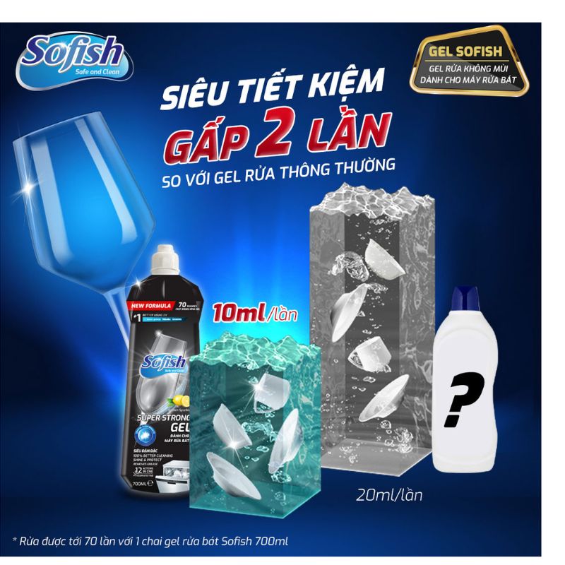 Sofish Gel 700ml rửa chén chuyên dụng máy rửa bát - Làm sạch nhanh - An toàn - Chính hãng 5 Hình ảnh gel rửa bát Sofish 700ml