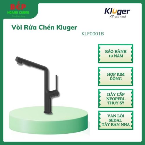 Vòi rửa bát dây rút nóng/lạnh Kluger AMBER Series KLF0001B Xoay 360 độ