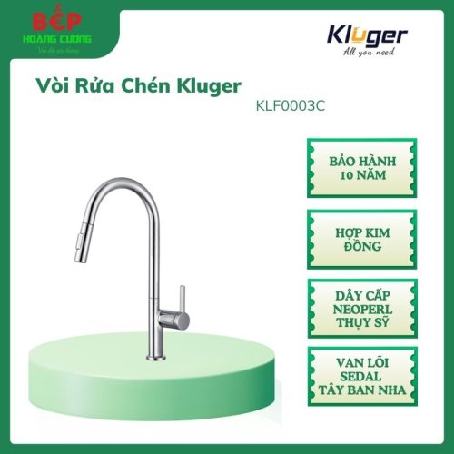 Vòi rửa bát Kluger VINCENT Series KLF0003C, Hợp kim đồng, Xoay 360 độ, điều chỉnh nóng/lạnh