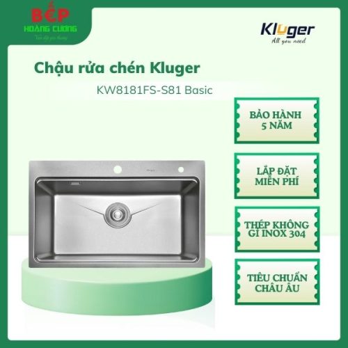 Chậu rửa bát Kluger K800 SERIES KW8181FS – S81 Basic, Bề mặt LINEN dập nổi, Bảo hành 10 năm