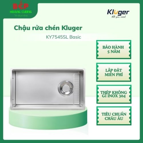 Chậu rửa bát Kluger KY7545SL Basic TOYA Series, Bề mặt SUPER LINEN, Bảo hành 10 năm